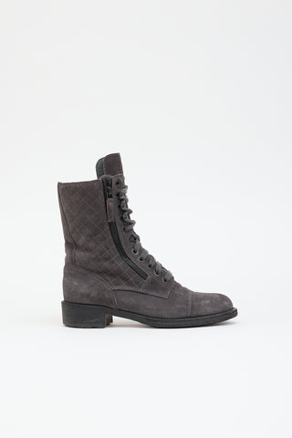 Chanel Quilted Suede  Boot