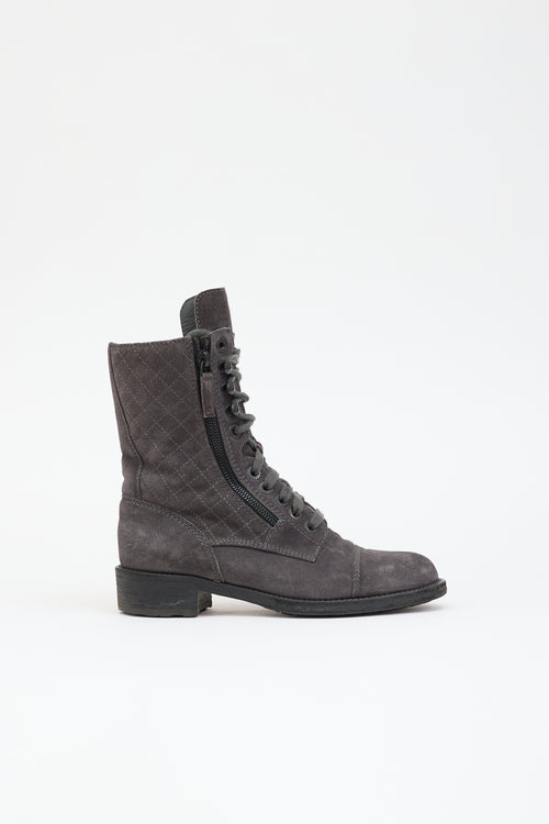 Chanel Quilted Suede  Boot