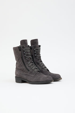 Chanel Quilted Suede  Boot