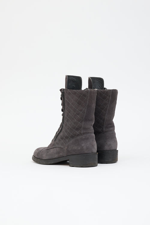 Chanel Quilted Suede  Boot