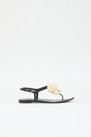 Chanel Leather CC Camellia Sandal
