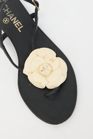 Chanel Leather CC Camellia Sandal