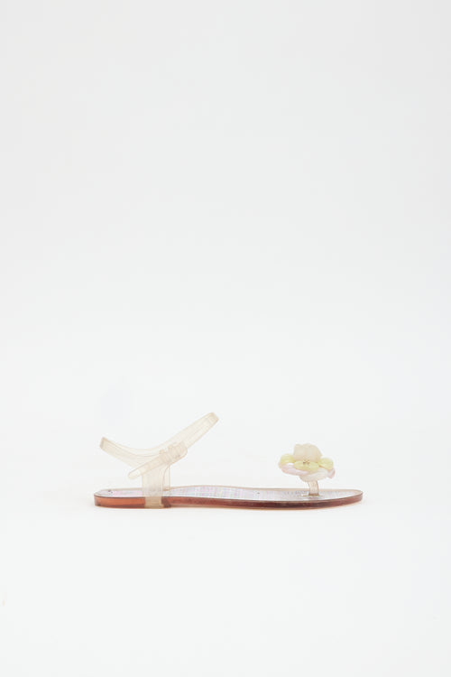 Chanel Rubber Camellia CC Sandal