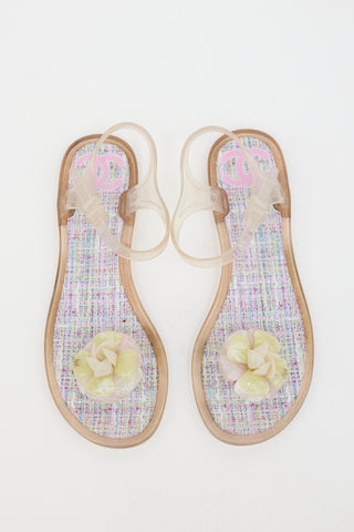 Chanel Rubber Camellia CC Sandal