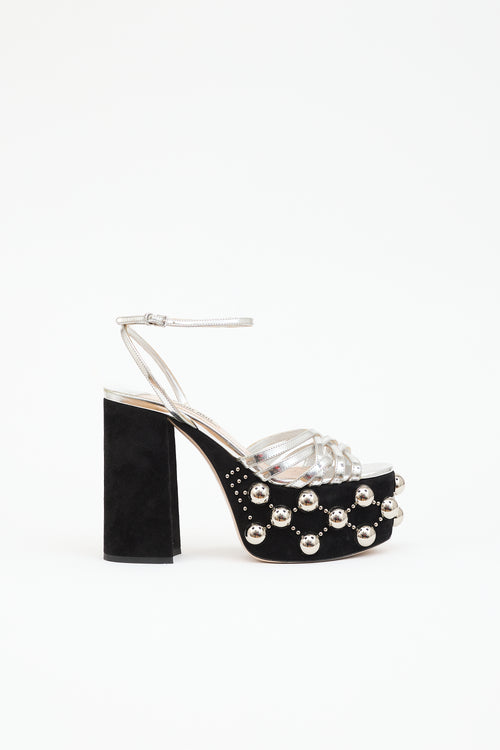 Miu Miu Suede Studded Platform  Sandal