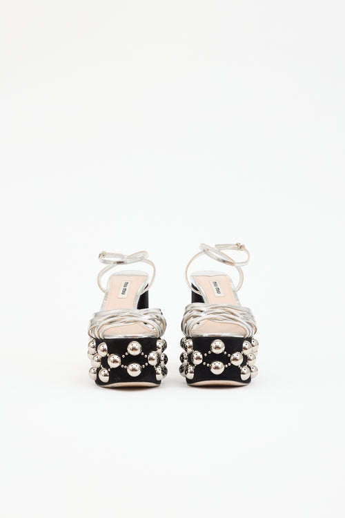 Miu Miu Suede Studded Platform  Sandal