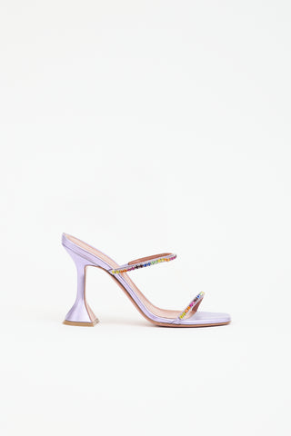 Amina Muaddi Leather Gilda Crystal Sandal