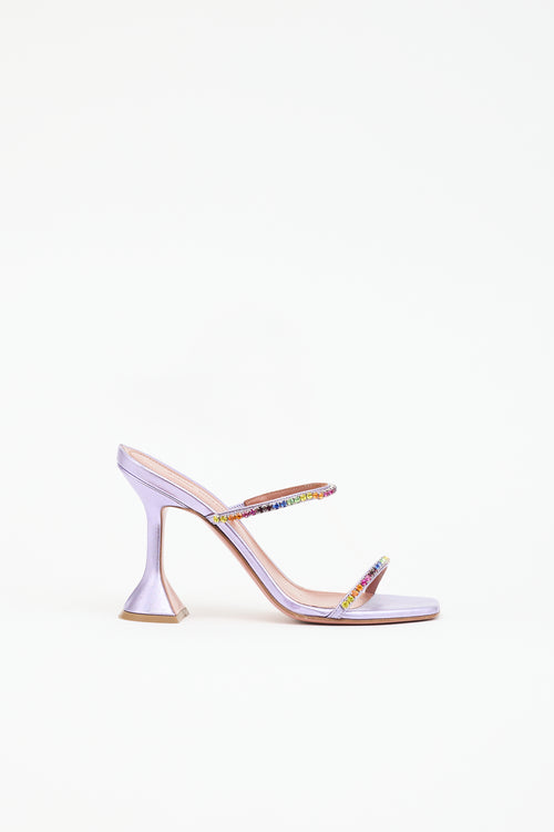 Amina Muaddi Leather Gilda Crystal Sandal