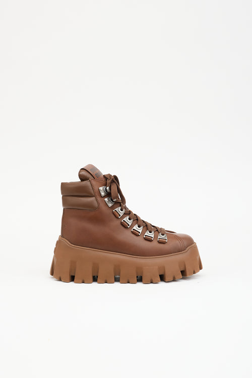 Miu Miu Leather Platform Hiking Boot