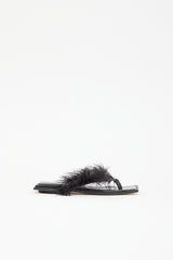 Helmut Lang Leather & Feather Sandal