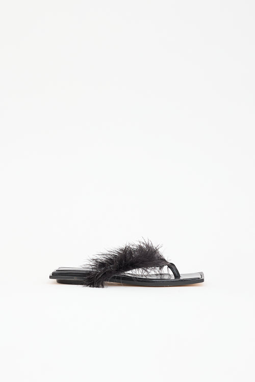 Helmut Lang Leather & Feather Sandal