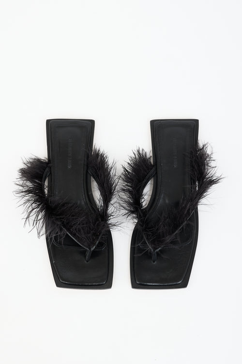 Helmut Lang Leather & Feather Sandal