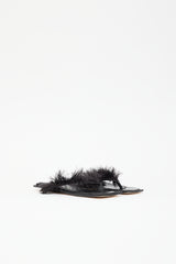 Helmut Lang Leather & Feather Sandal