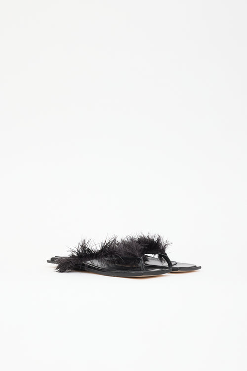 Helmut Lang Leather & Feather Sandal