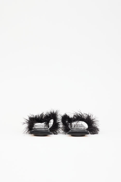 Helmut Lang Leather & Feather Sandal