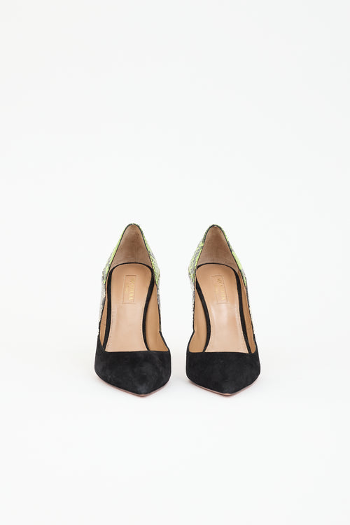 Aquazzura Embossed Leather & Suede Pump