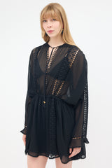 Philosophy di Alberta Ferretti Crinkled Sheer & Lace Dress