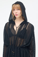 Philosophy di Alberta Ferretti Crinkled Sheer & Lace Dress