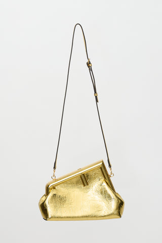 Fendi Metallic Leather Small First Clutch
