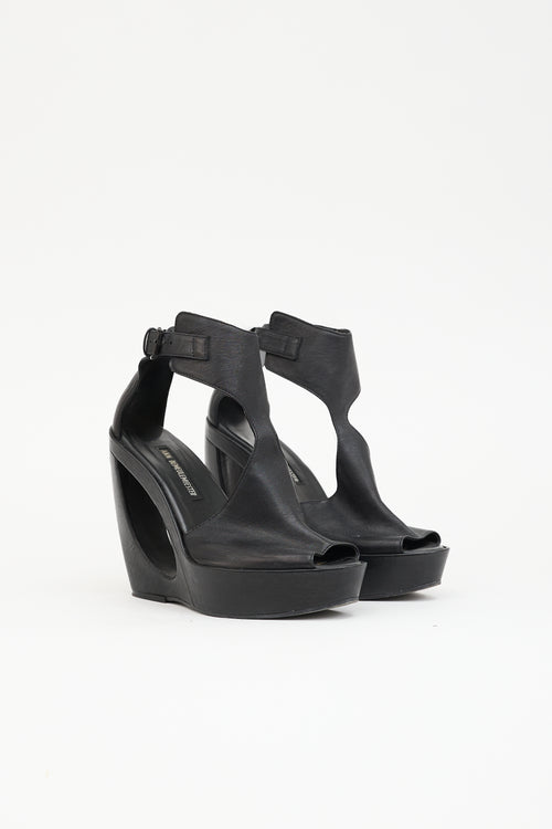 Ann Demeulemeester 2013 Leather Cut Out Wedge Sandal