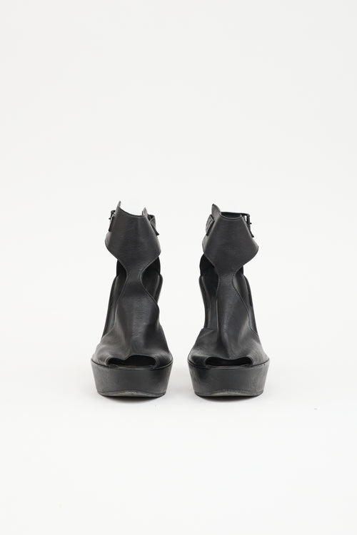 Ann Demeulemeester 2013 Leather Cut Out Wedge Sandal