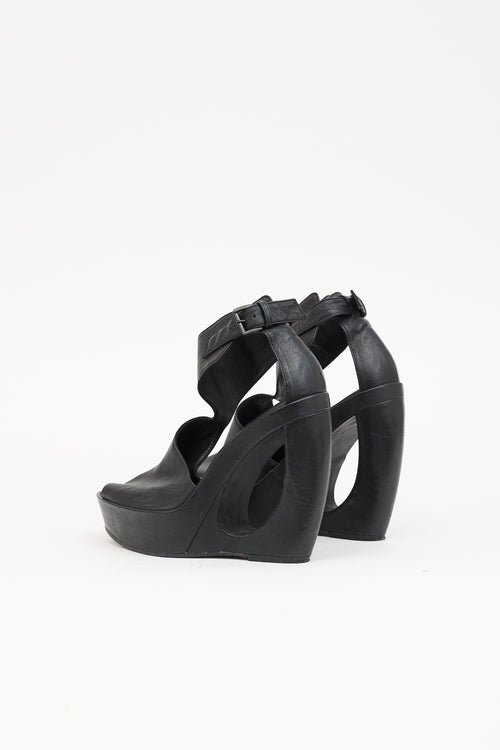 Ann Demeulemeester 2013 Leather Cut Out Wedge Sandal