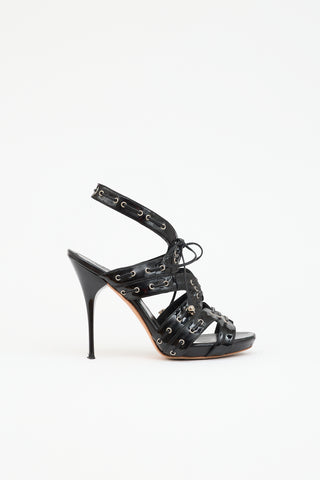 McQueen Patent Caged Grommet Sandal