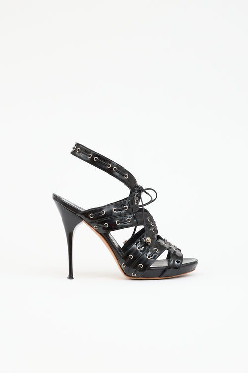 McQueen Patent Caged Grommet Sandal