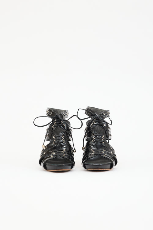 McQueen Patent Caged Grommet Sandal