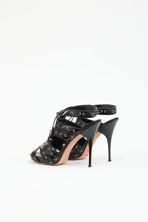 McQueen Patent Caged Grommet Sandal