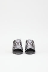 Balenciaga Metallic Leather Embossed Sandal