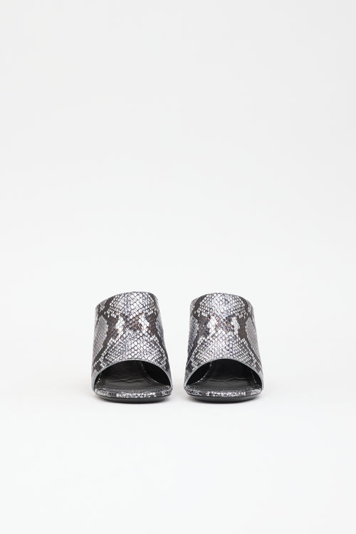 Balenciaga Metallic Leather Embossed Sandal