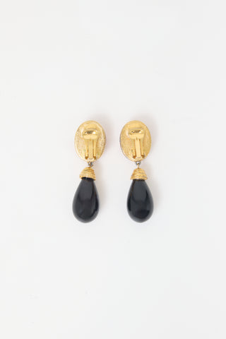 Carole Tanenbaum Vintage for VSP Debossed Cabochon Drop Earrings