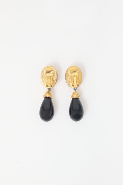 Carole Tanenbaum Vintage for VSP Debossed Cabochon Drop Earrings