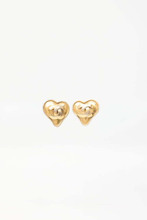 Carole Tanenbaum Vintage for VSP Chanel SS 1995 CC Heart Earrings