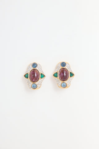 Carole Tanenbaum Vintage for VSP Cabochon & Diamante Earrings