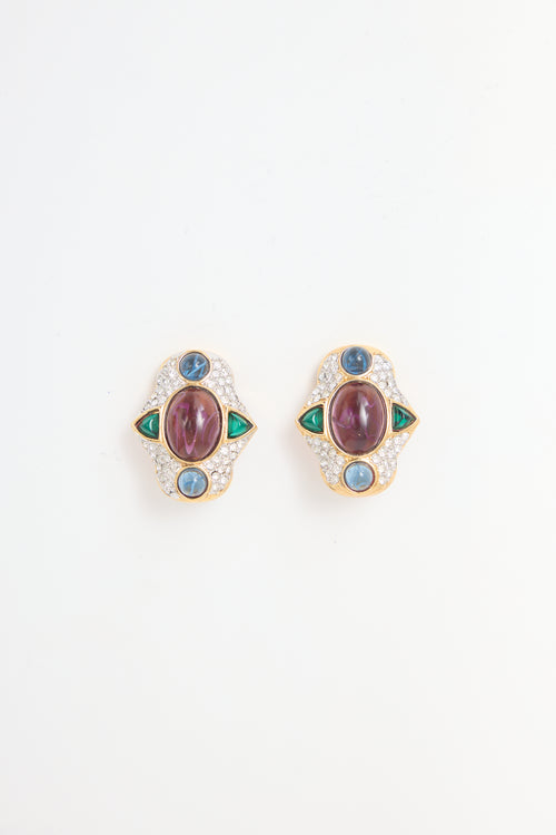 Carole Tanenbaum Vintage for VSP Cabochon & Diamante Earrings