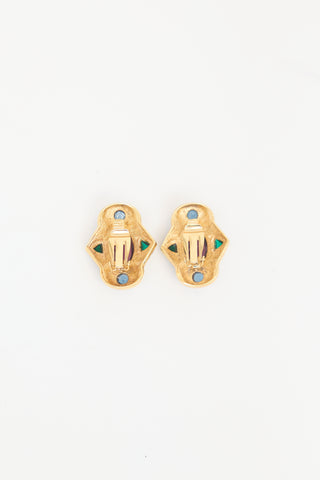 Carole Tanenbaum Vintage for VSP Cabochon & Diamante Earrings