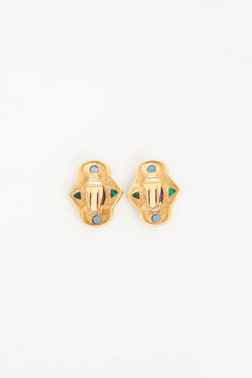 Carole Tanenbaum Vintage for VSP Cabochon & Diamante Earrings