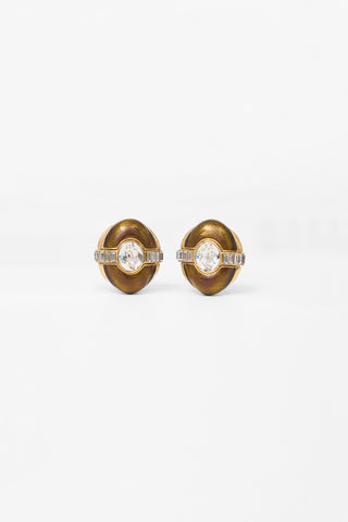 Carole Tanenbaum Vintage for VSP Ciner Embellished Button Earrings
