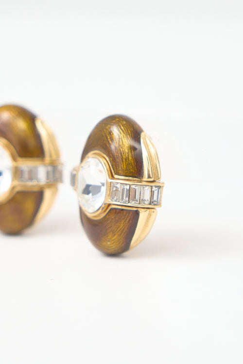 Carole Tanenbaum Vintage for VSP Ciner Embellished Button Earrings