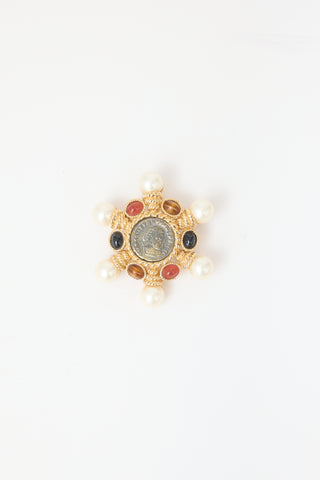 Carole Tanenbaum Vintage for VSP Ciner Embellished Coin Brooch