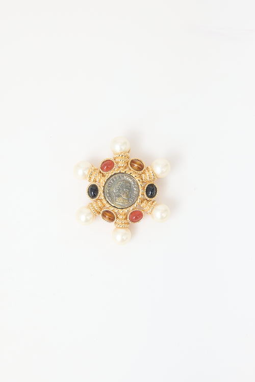 Carole Tanenbaum Vintage for VSP Ciner Embellished Coin Brooch
