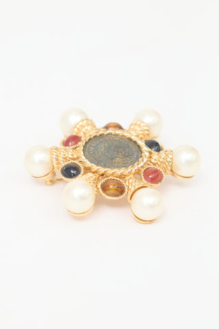 Carole Tanenbaum Vintage for VSP Ciner Embellished Coin Brooch