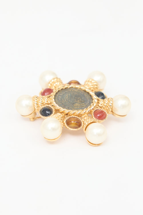 Carole Tanenbaum Vintage for VSP Ciner Embellished Coin Brooch