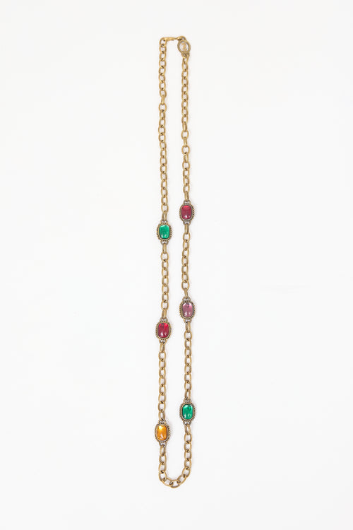 Carole Tanenbaum Vintage for VSP Yves Saint Laurent Chain Cabochon Necklace