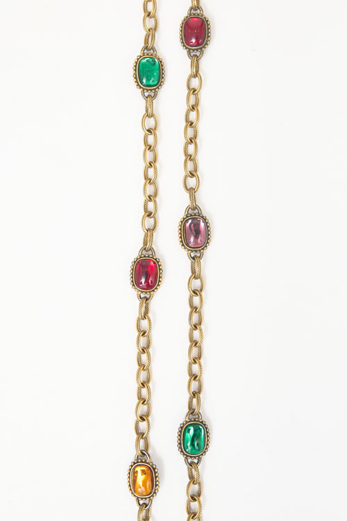 Carole Tanenbaum Vintage for VSP Yves Saint Laurent Chain Cabochon Necklace