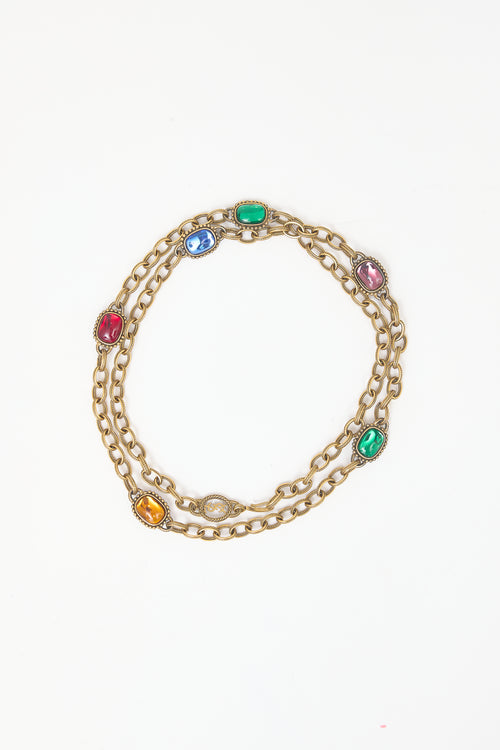 Carole Tanenbaum Vintage for VSP Yves Saint Laurent Chain Cabochon Necklace