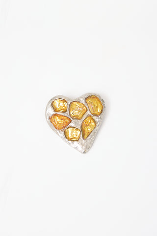 Carole Tanenbaum Vintage for VSP Yves Saint Laurent Hammered Heart Brooch
