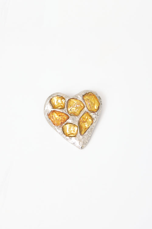 Carole Tanenbaum Vintage for VSP Yves Saint Laurent Hammered Heart Brooch